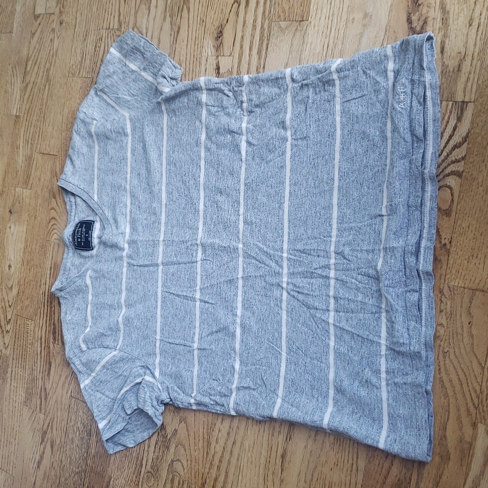 (S) Abercrombie & Fitch Striped T-Shirt Men's Fitted Casual Streetwear V Neck